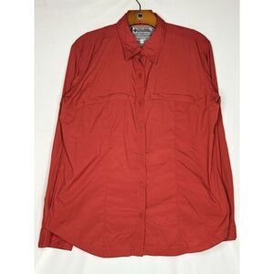Women’s Columbia Orange Button-Up Long-Sleeve‎ Shirt Size Large